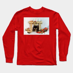 christmas George the mouse in a log pile house Long Sleeve T-Shirt